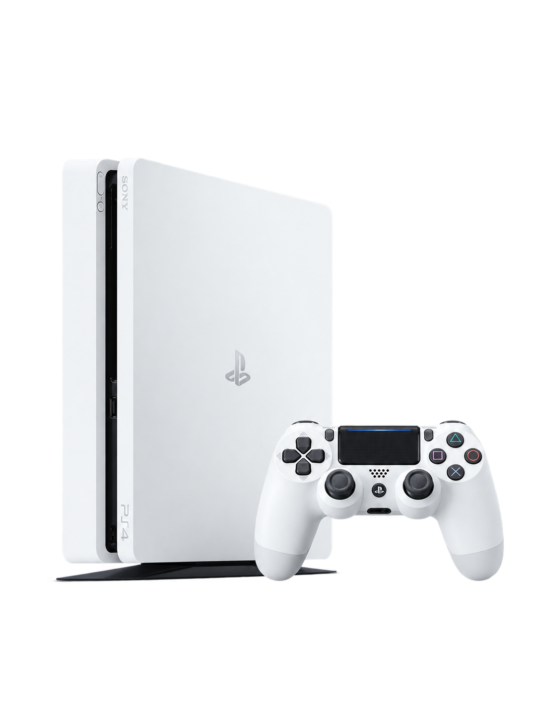 PlayStation 4 branco e controle DualShock 4